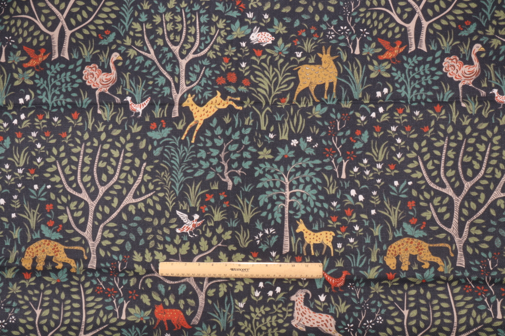 2.13 Yards Robert Allen Folkland Printed Heavy Cotton Decorator Fabric