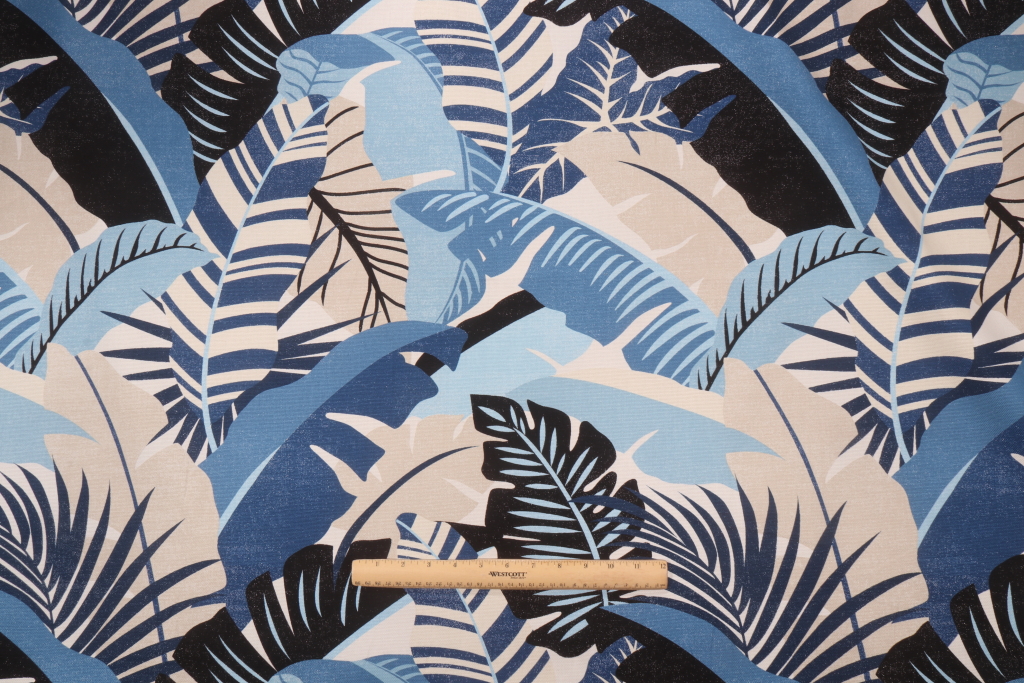 Tommy Bahama Palma Linda Printed Cotton Drapery Fabric in Azul