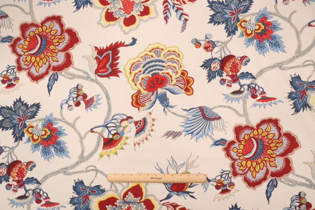 1 Yards Iman Home Samoan Plantation Printed Cotton Drapery Fabric in Gem