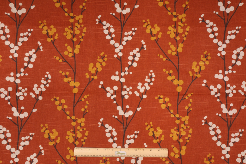 1.1 Yards Richloom Printed Cotton Drapery Fabric in Rust