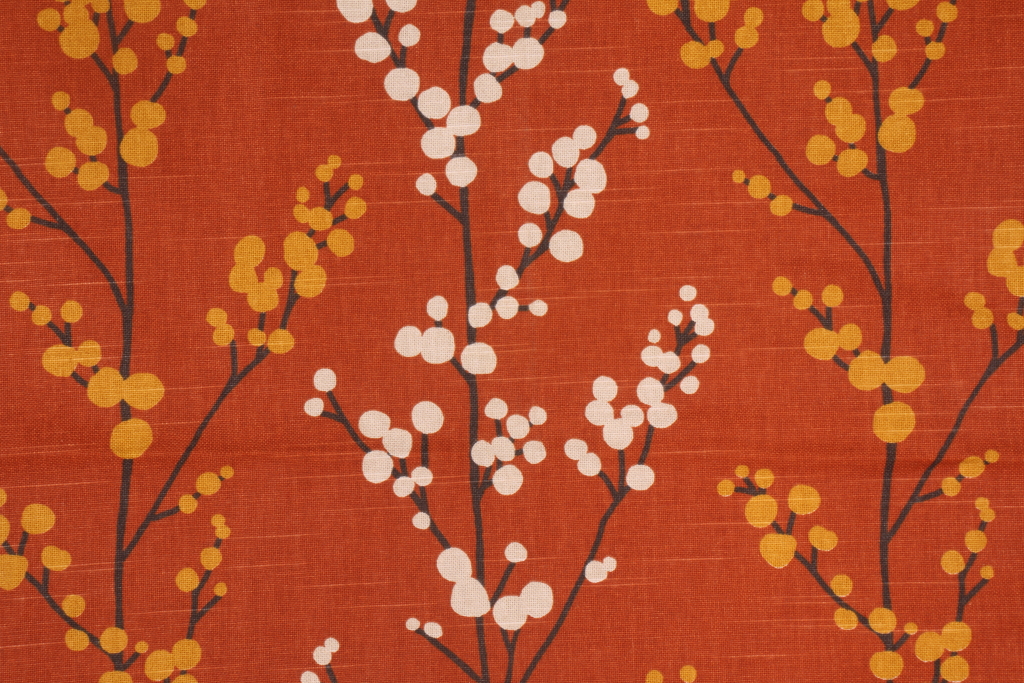 1.1 Yards Richloom Printed Cotton Drapery Fabric in Rust