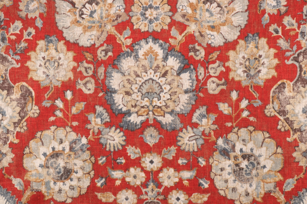 Covington Nottingham Printed Linen Blend Drapery Fabric in 303Carnelian