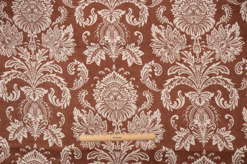 Thibaut Sabeen F97904 Printed Linen Drapery Fabric in Brown