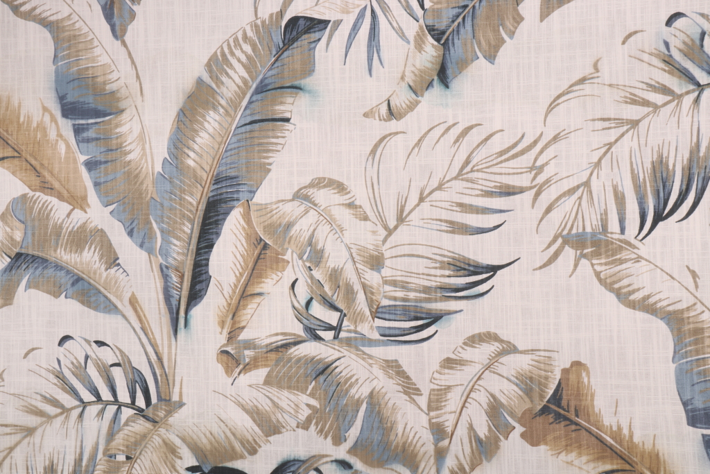 3.3 Yards Tommy Bahama Palmiers Printed Cotton Drapery Fabric in Riptide