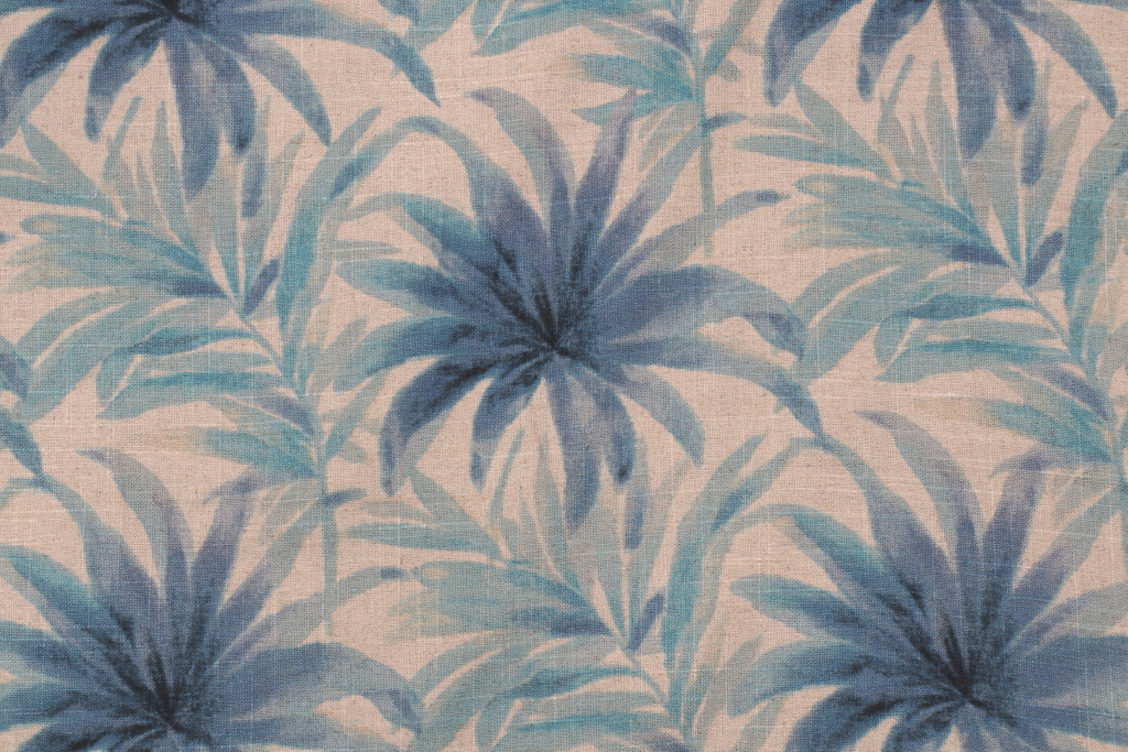 Tommy Bahama Balmy Days Printed Linen Drapery Fabric in Riptide
