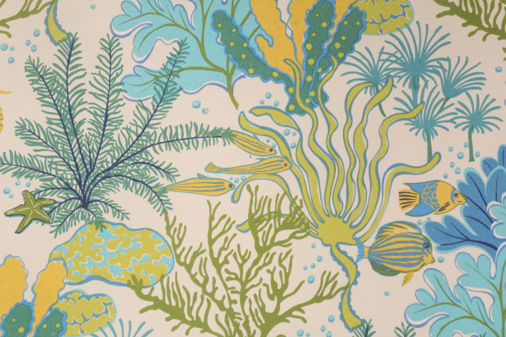 Mill Creek Splish Splash Printed Poly Outdoor Fabric in Marine