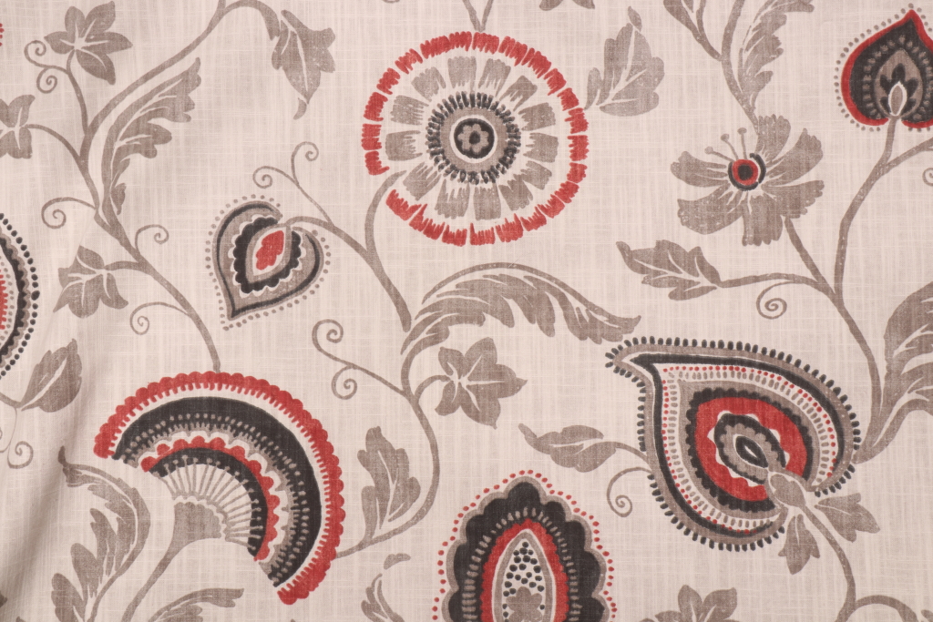 1 Yards Hudson 45 Mauritius Printed Cotton Drapery Fabric in Pepper