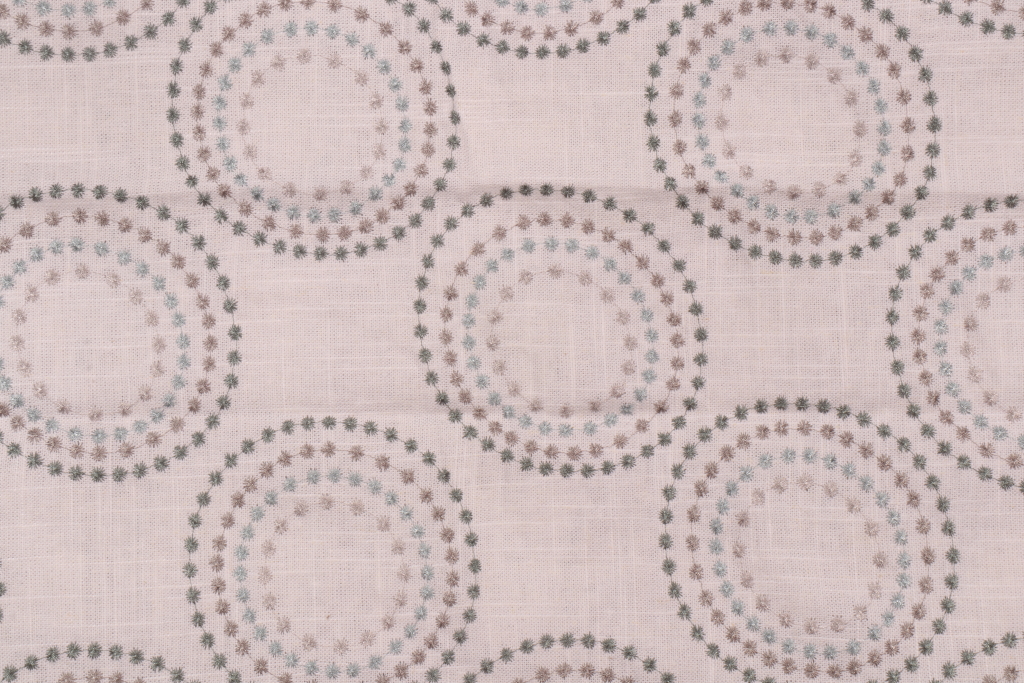 2.25 Yards Dot Medallion Embroidered Drapery Fabric in Lagoon