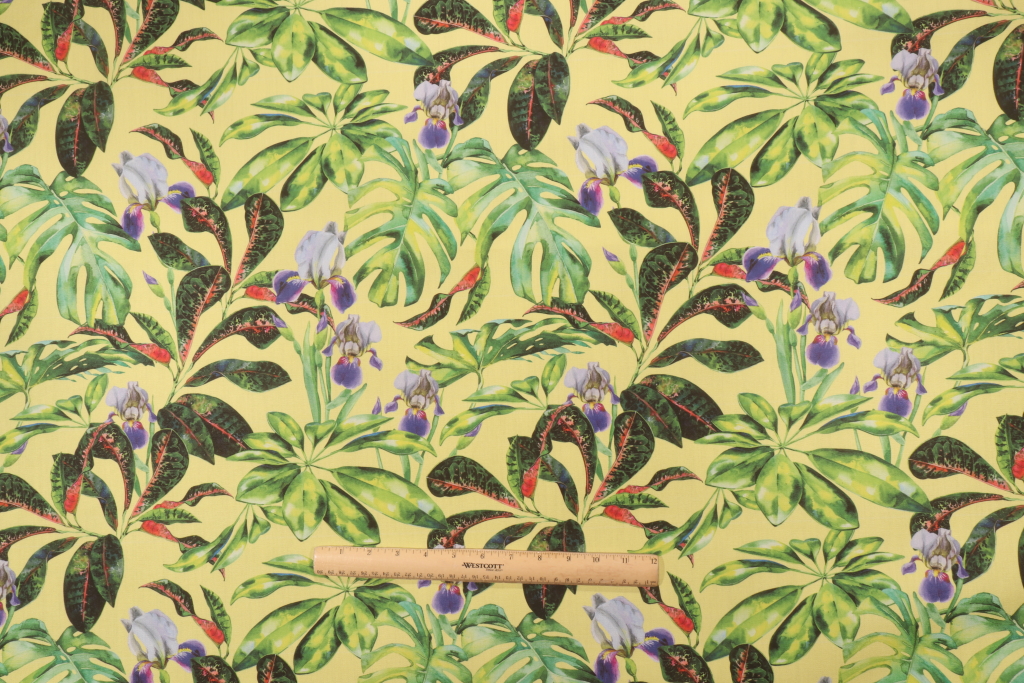 Sample of Terrasol Kaui Printed Acrylic Outdoor Fabric in Pineapple