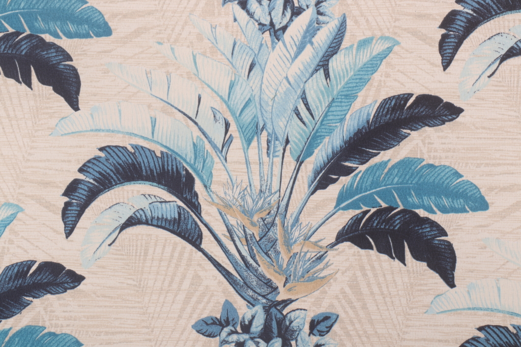 Tommy Bahama Banana Leaves Printed Polyester Outdoor Fabric in Azul