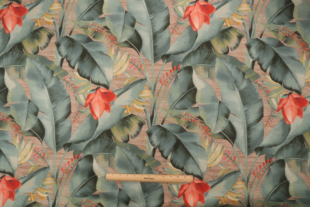Tommy Bahama Among Fronds Printed Cotton Twill Drapery Fabric in Rattan