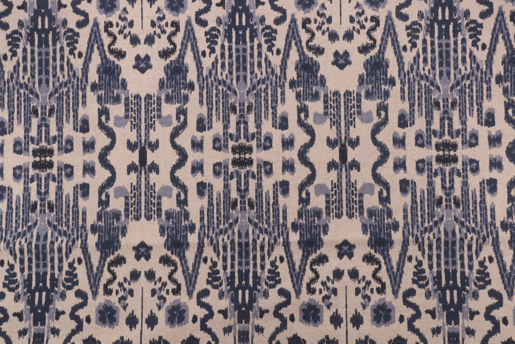 Lacefield Mumbai Printed Drapery Fabric in Indian Blue