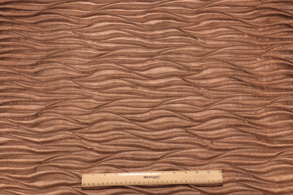 13.25 Yards Wave Quilted Vinyl Upholstery Fabric in Bronze