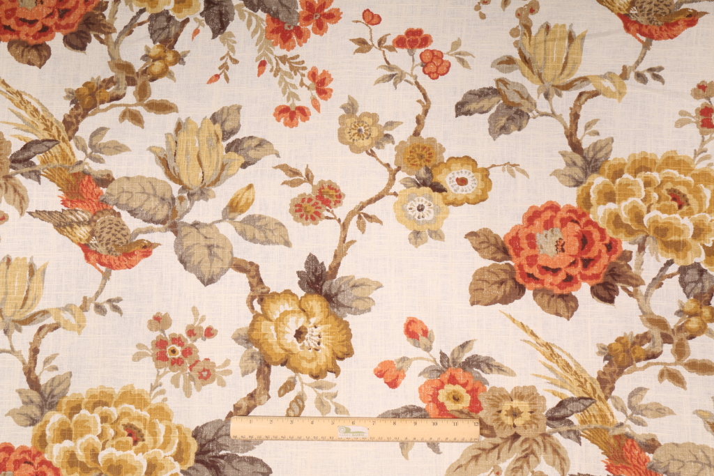 Richloom Dashwood Printed Linen Blend Drapery Fabric in Spice