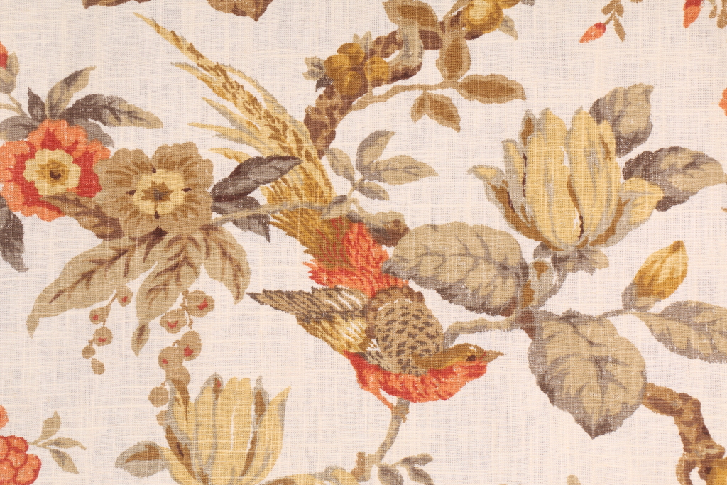 Richloom Dashwood Printed Linen Blend Drapery Fabric in Spice