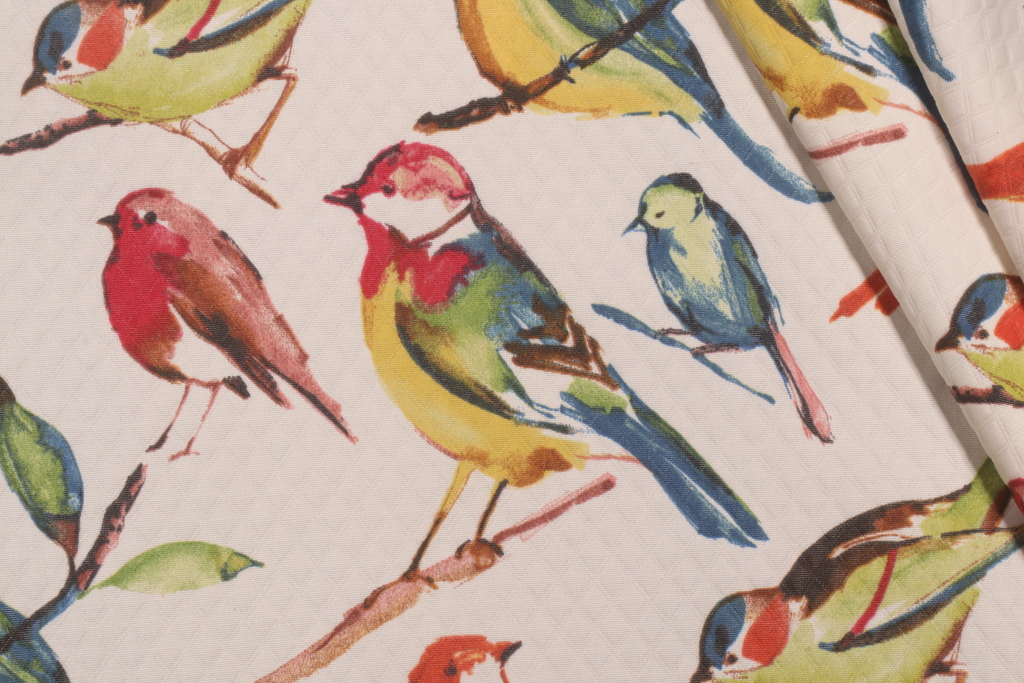 Richloom Bluebird Diamond Tech Printed Polyester Outdoor Fabric in Fiesta