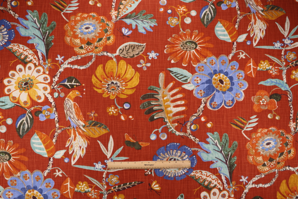 Kaufmann Bal Harbour Printed Cotton Drapery Fabric in Burnt Orange