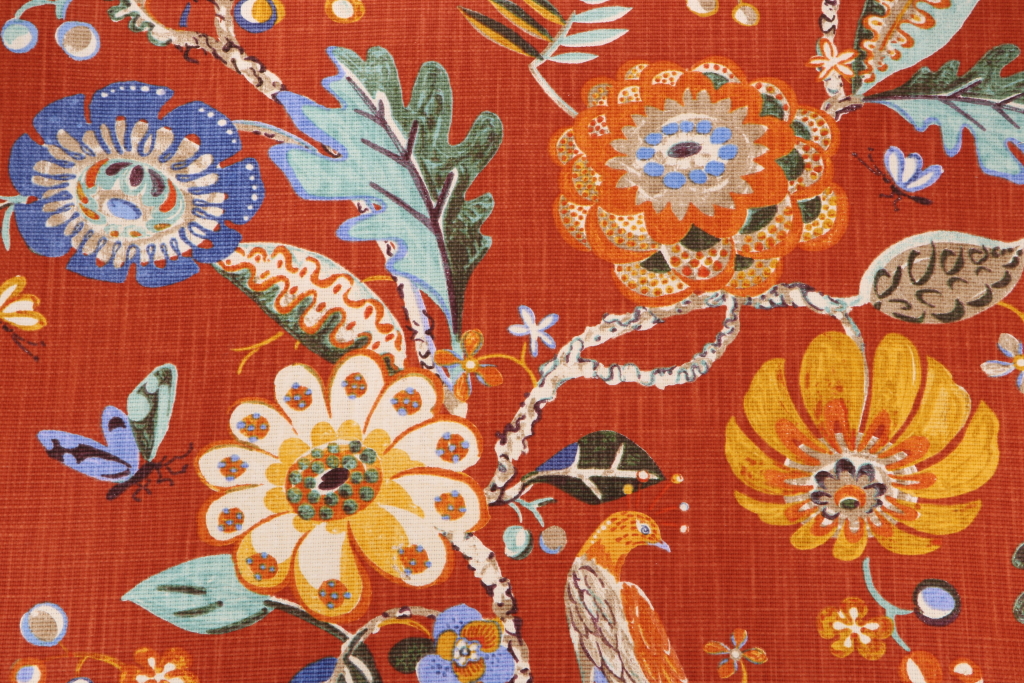 Kaufmann Bal Harbour Printed Cotton Drapery Fabric in Burnt Orange