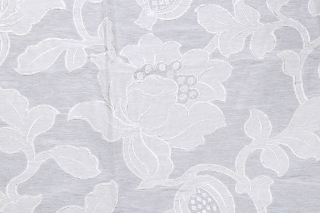 2.5 Yards Fonthill Granada Embroidered SemiSheer Drapery Fabric in Ivory