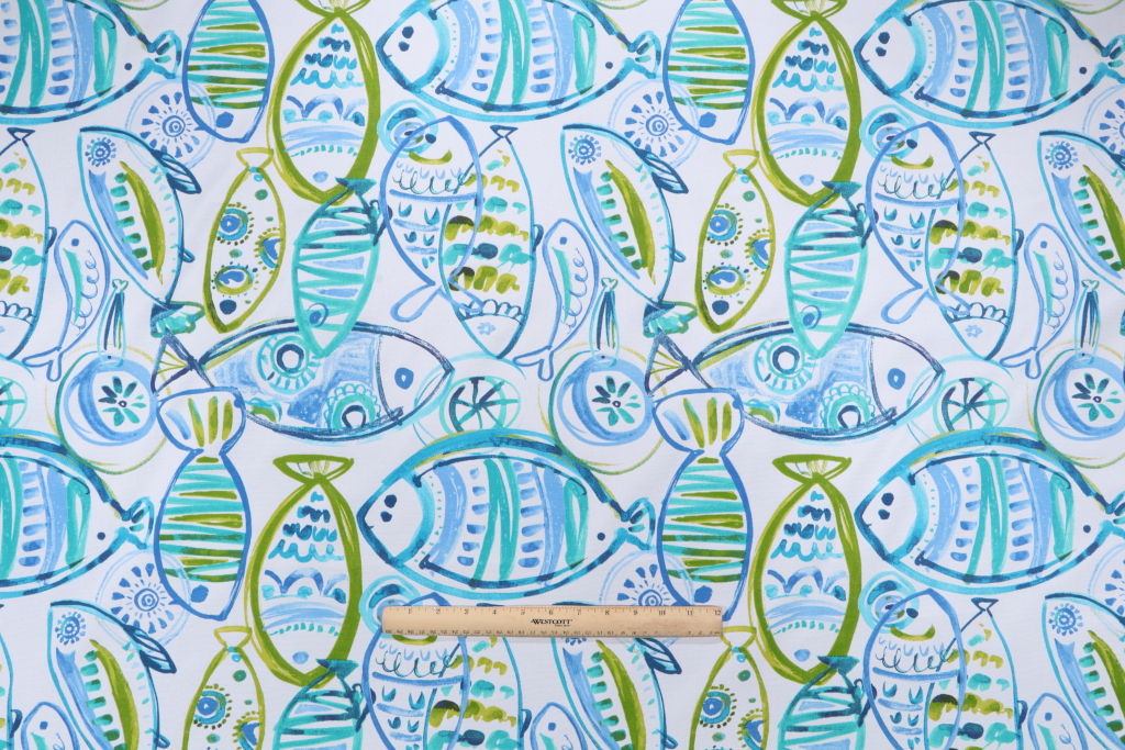 Richloom Cast Printed Polyester Outdoor Fabric in Ocean