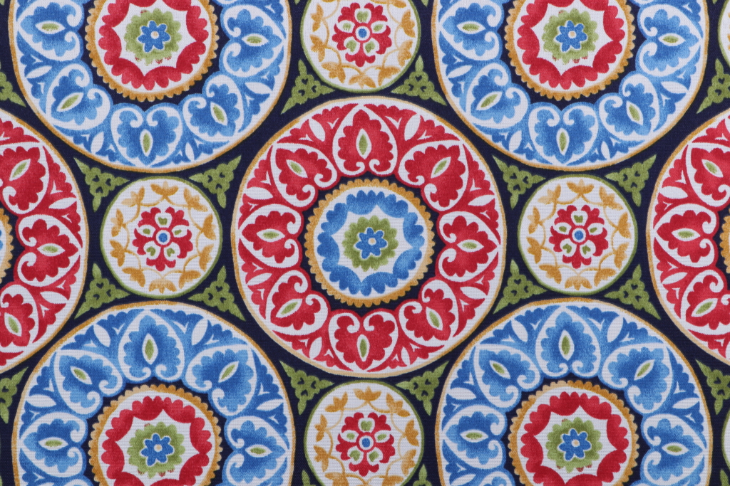 Richloom Tabea Printed Polyester Outdoor Fabric in Indigo