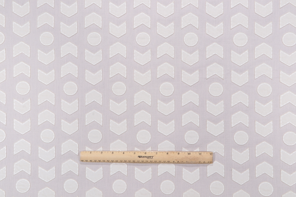 2 Yards Chevron Applique Embroidered Drapery Fabric in Natural