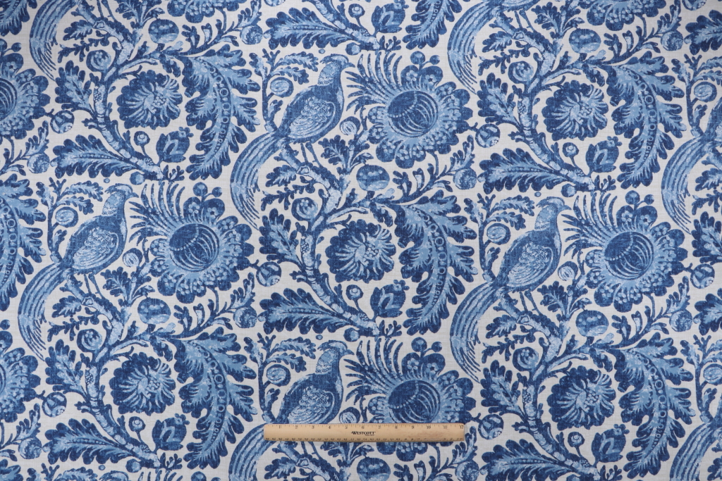 Williamsburg Tucker Resist Printed Polyester Outdoor Fabric in Indigo