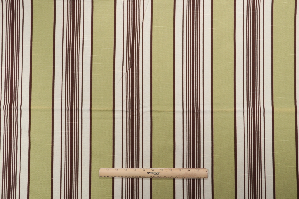 1.25 Yards Robert Allen Stripe Printed Cotton Drapery Fabric in Mint Chocolate