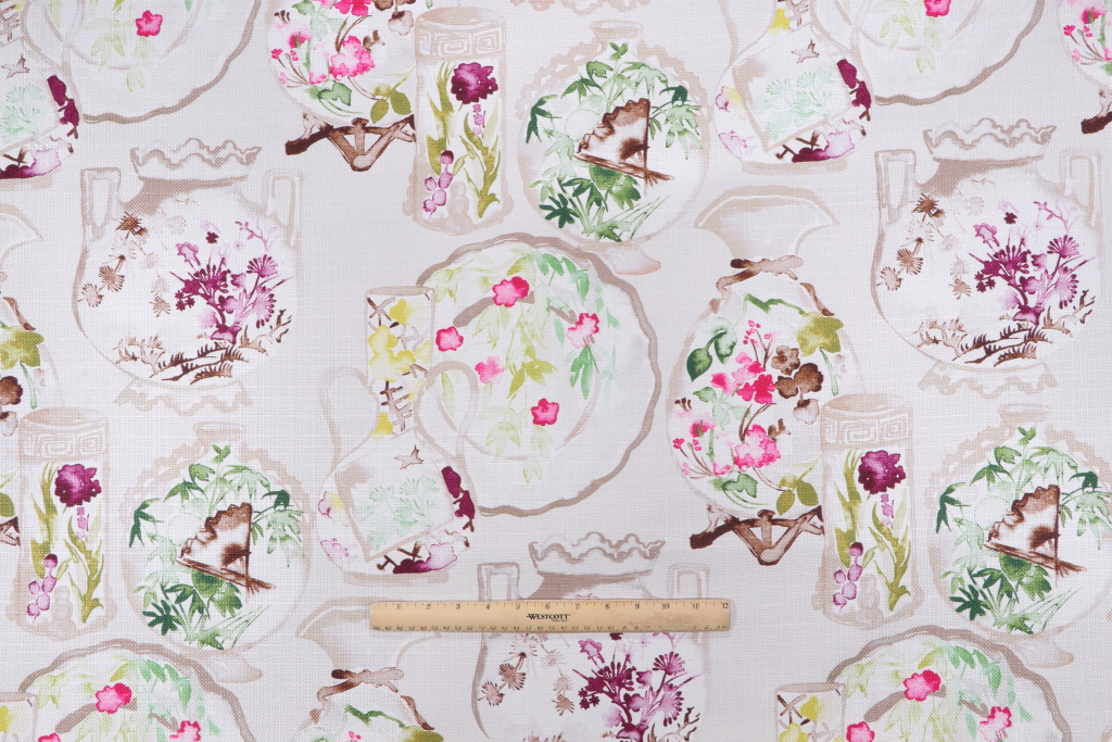 12 Yards Regal Fabrics Quinn Printed Polyester Drapery Fabric in Porcelain