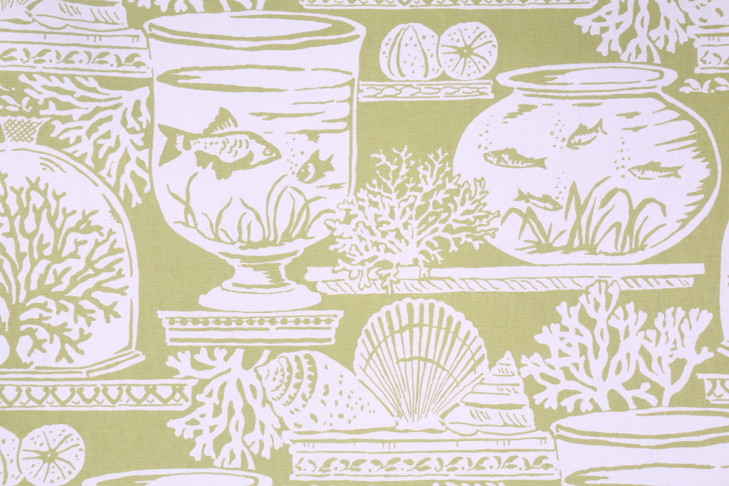 Golding Beach House Printed Cotton Drapery Fabric in Lime