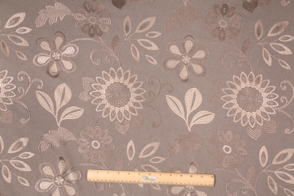 Richloom Dashing Embroidered Twill Decorator Fabric in Graphite