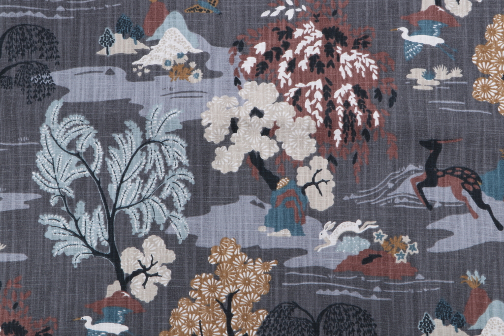 4.75 Yards Robert Allen Modern Toile Printed Cotton Drapery Fabric in