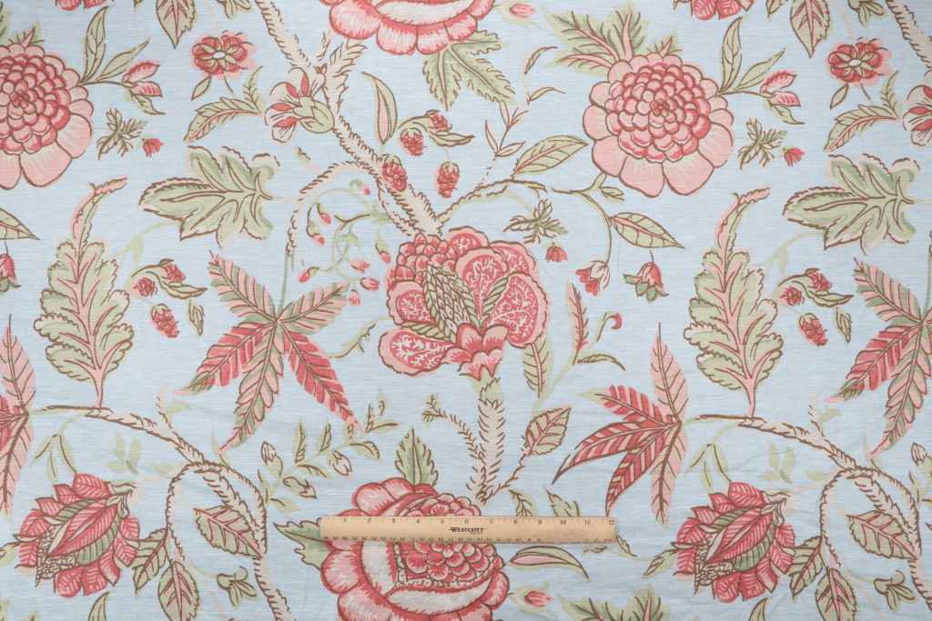 Thibaut Fanfare F96751 Printed Drapery Fabric in Blue