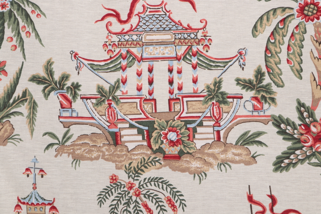 Thibaut Tea House F95315 Printed Drapery Fabric in Beige