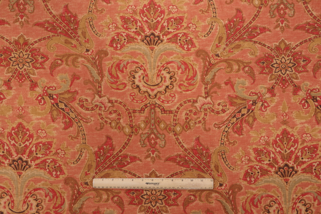 Thibaut Leopold F93306 Printed Cotton Drapery Fabric in Orange