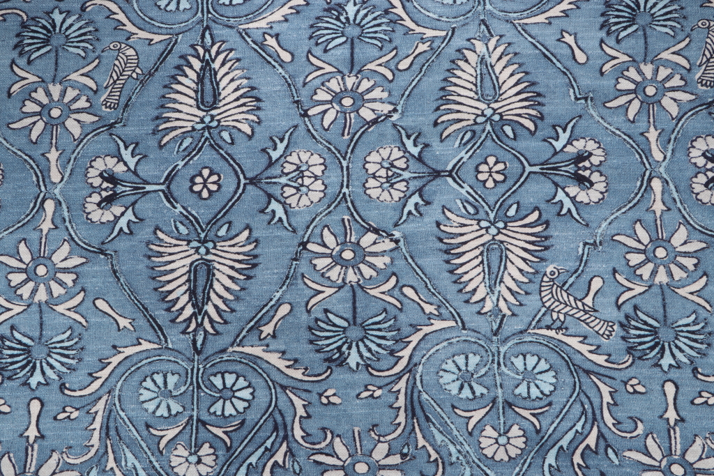 Kaufmann Sullana Printed Drapery Fabric in Aegean Blue