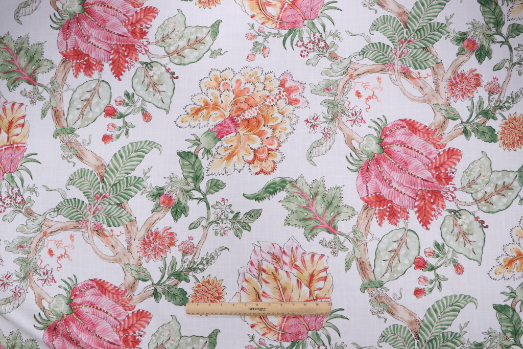 Sample of Kaufmann Lamirada Printed Cotton Drapery Fabric in Spring