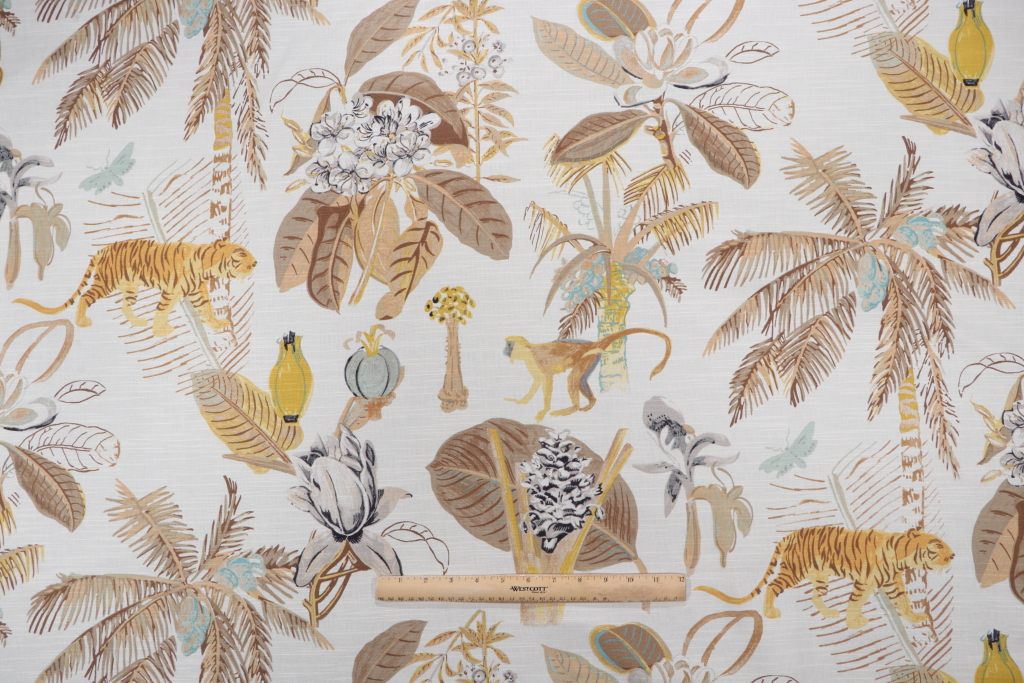 Tommy Bahama Heavenly Kingdom Printed Cotton Drapery Fabric in Linen