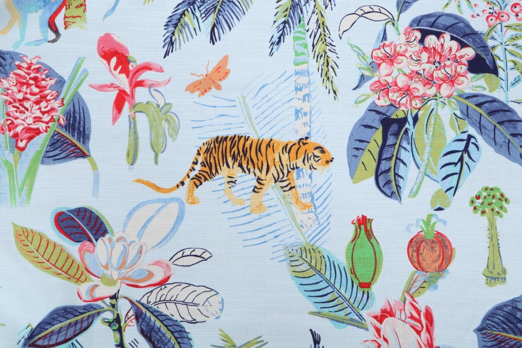 Tommy Bahama Heavenly Kingdom Printed Cotton Drapery Fabric in Aegean