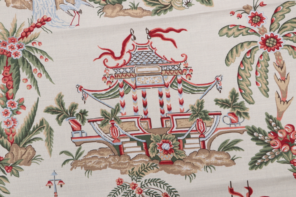 1.63 Yards Thibaut Tea House F95312 Printed Drapery Fabric in Beige