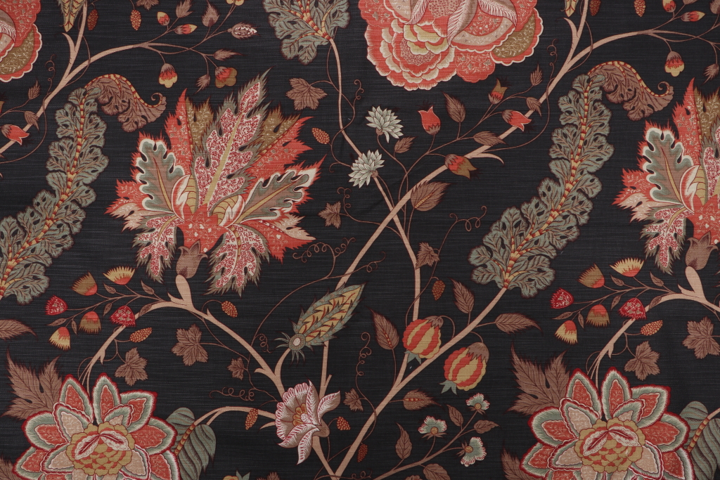 2 Yards Thibaut Dorchester F99007 Printed Drapery Fabric in Black