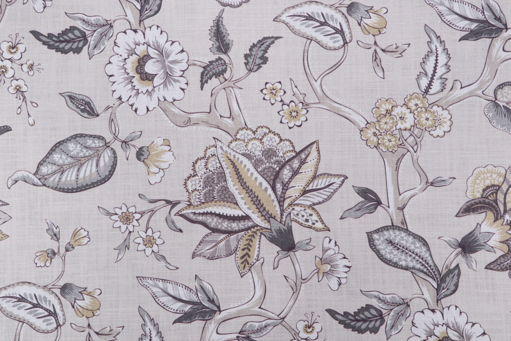 Hamilton Dorchester Printed Cotton Drapery Fabric in Linen