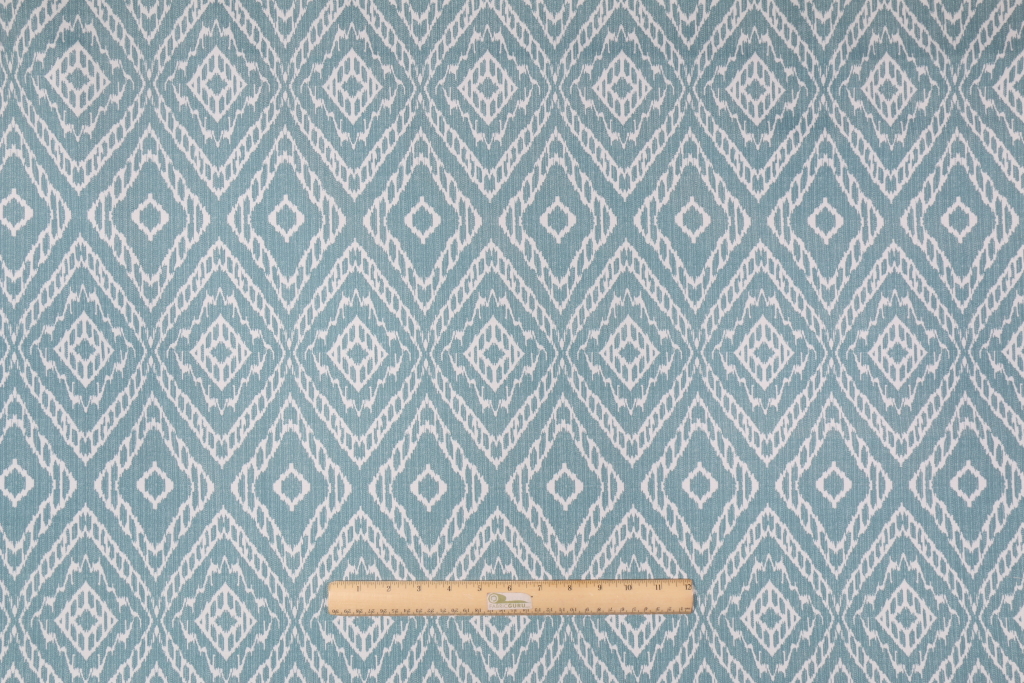 Robert Allen Baja Diamond Printed Polyester Outdoor Fabric in Aqua