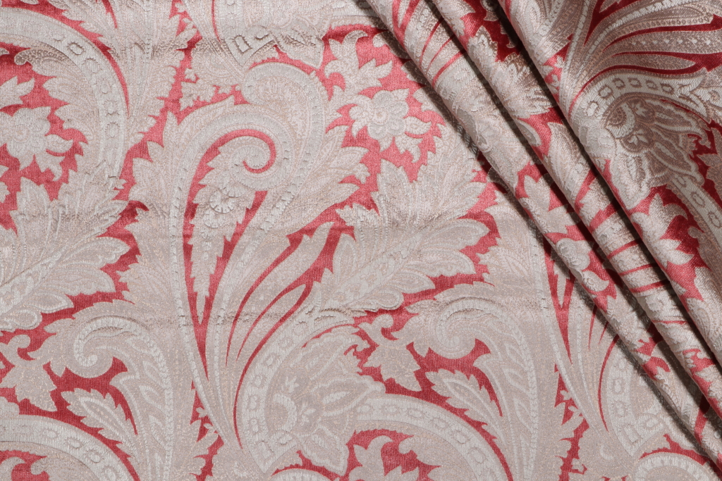 1.5 Yards Maggiore Printed Velvet Decorator Fabric in Coral