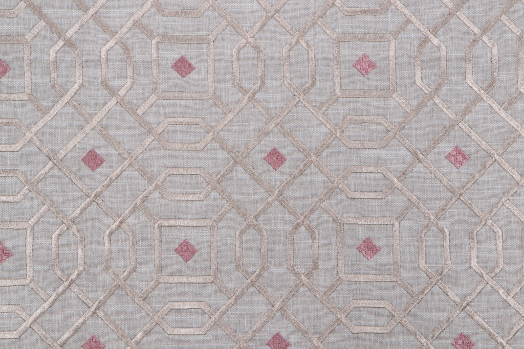 Striker Embroidered Drapery Fabric in Thistle