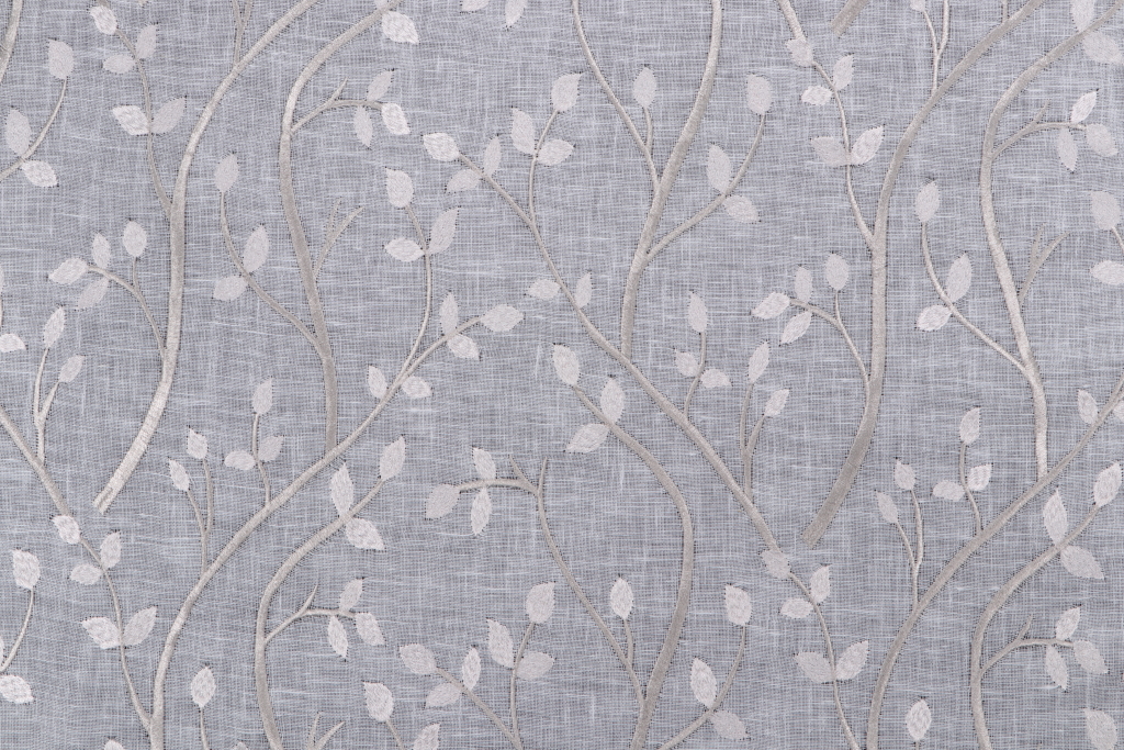 5.88 Yards Floral Sheer Embroidered Drapery Fabric in Dove
