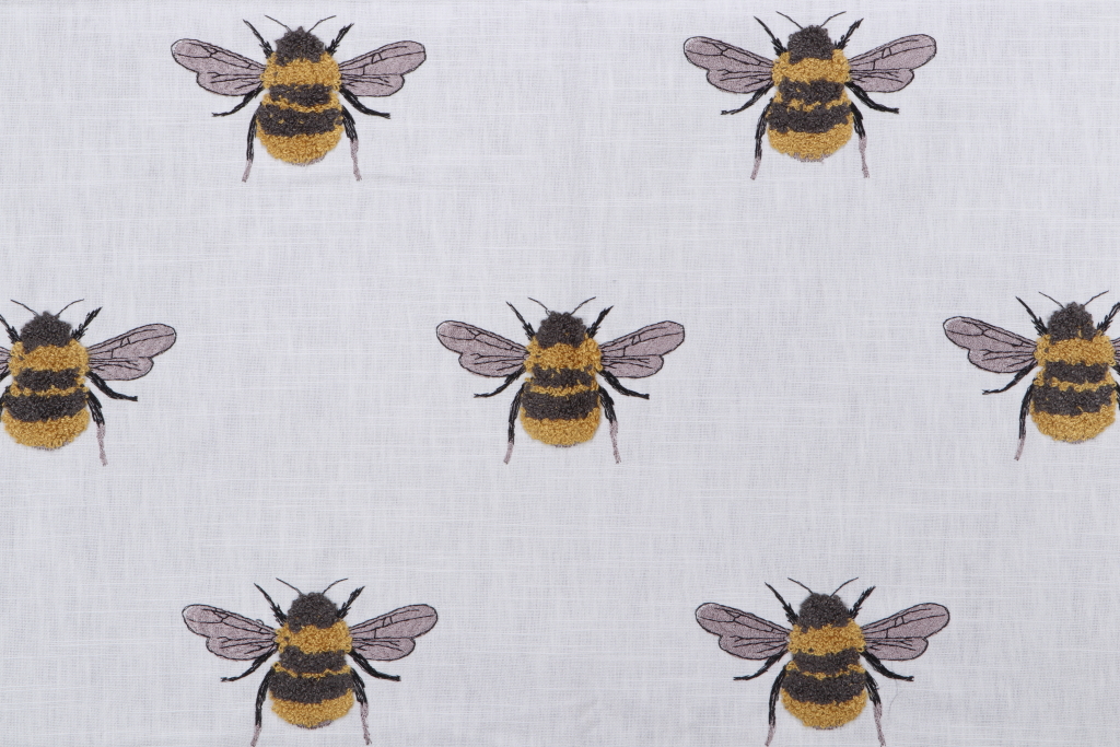 TFA Busy Bee Embroidered Drapery Fabric in Honey