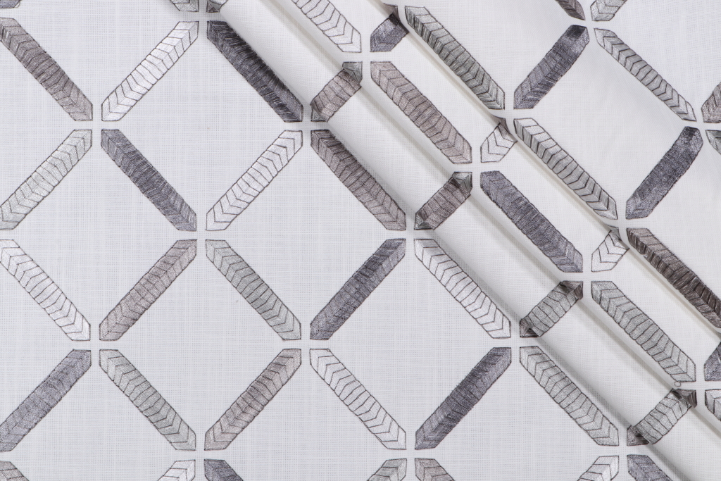 3 Yards Hailey Embroidered Drapery Fabric in Seagull