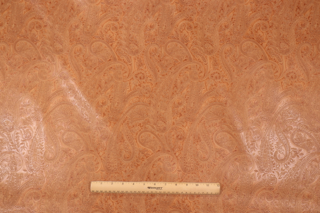 1 Yards Paisley Vinyl Upholstery Fabric in Caramel