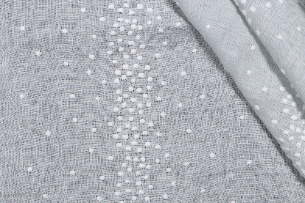 1.88 Yards Bubbles Embroidered Sheer Drapery Fabric in Mist